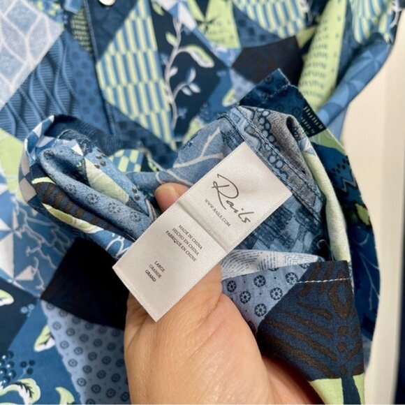 New RAILS  Moreno Shirt Triangle Patchwork Shadow Size L - Picture 12 of 15